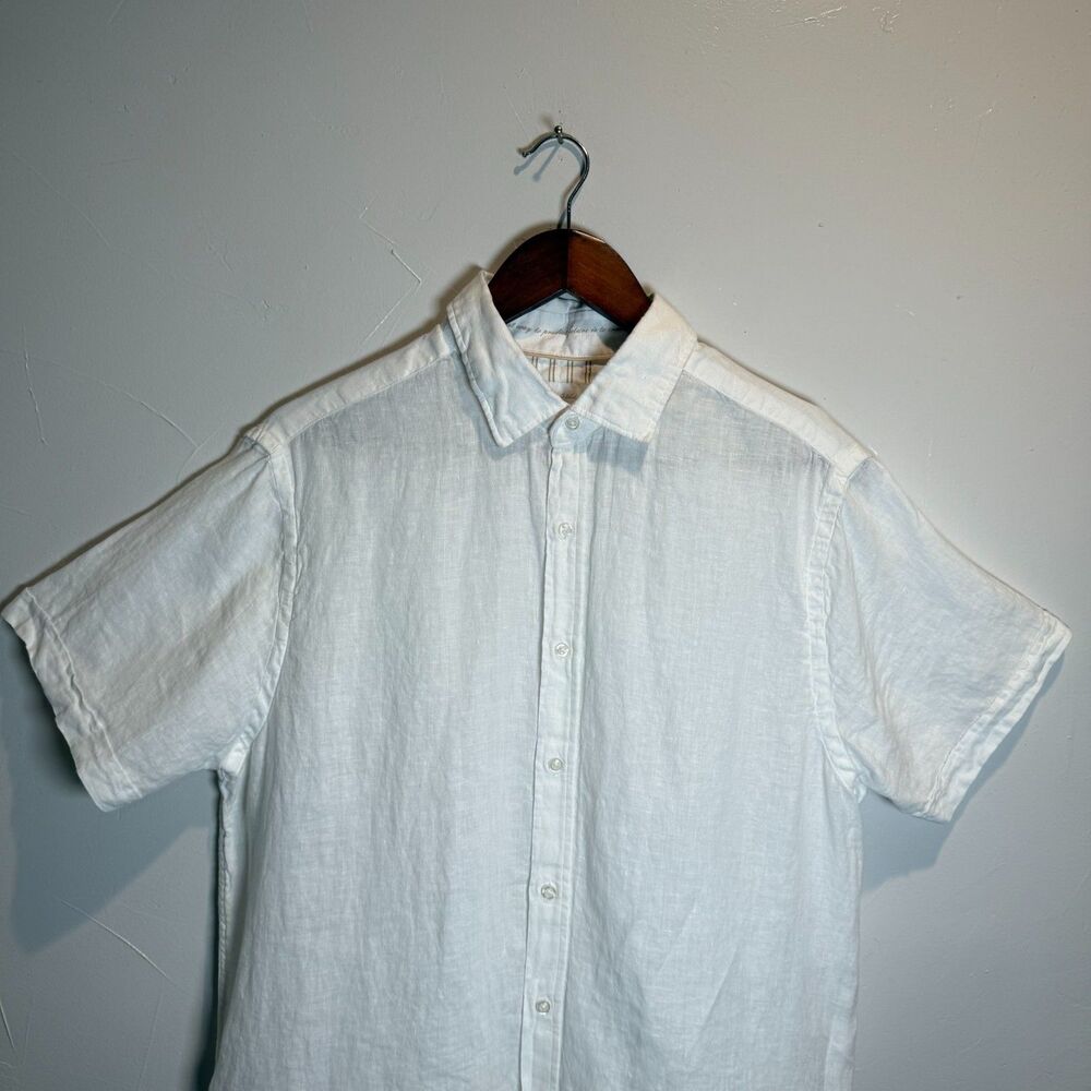 Porter and Ash White Linen Shirt Men's Size Large Beachy Neutral Casual Classic - Picture 3 of 16